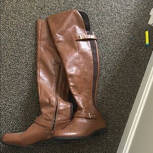 Bar III Brown Over the Knee Boots with Streamlined Silhouette
